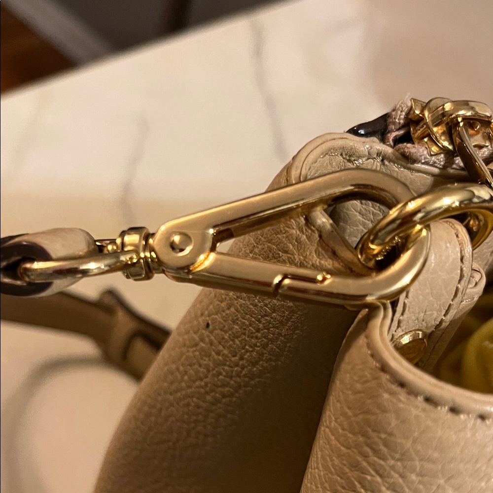MCM Beige Leather Satchel with Gold Accents - Picture 8 of 16